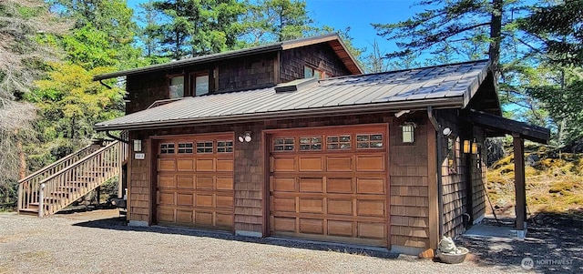 view of detached garage