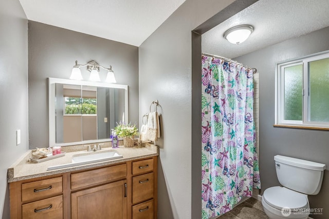 1068 Vista Del Monte, Camano Island, WA 98282 - bathroom with toilet, vanity, and a shower with shower curtain