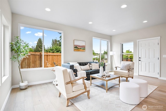 2900 NE 5th Pl, Renton, WA 98056 - living area with light wood-style floors, recessed lighting, and baseboards
