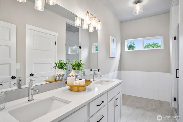 2900 NE 5th Pl, Renton, WA 98056 - full bathroom featuring a shower stall and double vanity