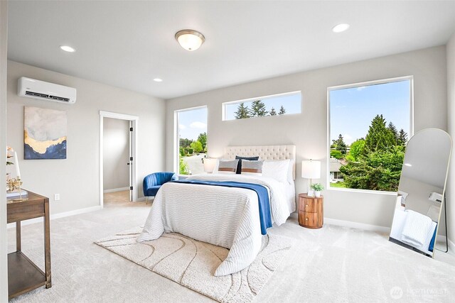 2900 NE 5th Pl, Renton, WA 98056 - bedroom featuring a wall unit AC, carpet flooring, baseboards, and recessed lighting