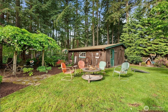 2124 213th Street Ct E, Spanaway, WA 98387 - view of outdoor structure featuring an outdoor fire pit and an outbuilding