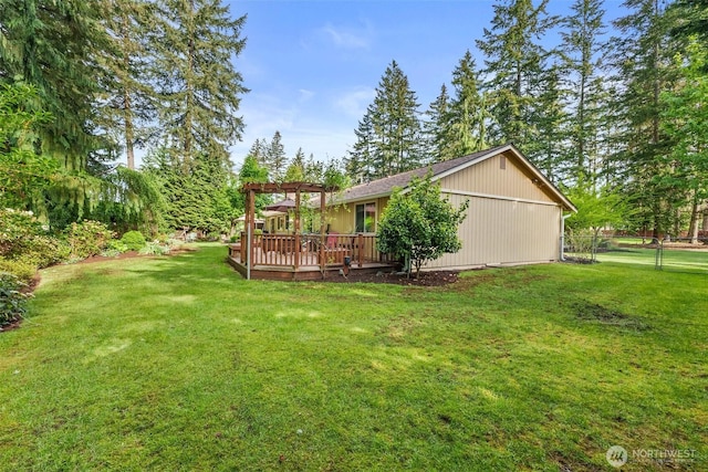 2124 213th Street Ct E, Spanaway, WA 98387 - back of house featuring a pergola, a deck, and a yard