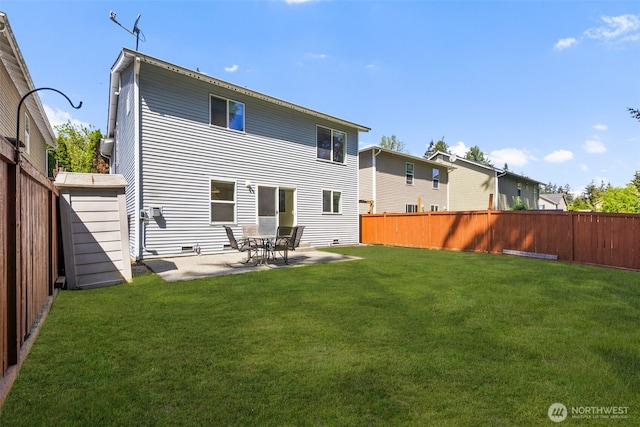 back of house with a patio