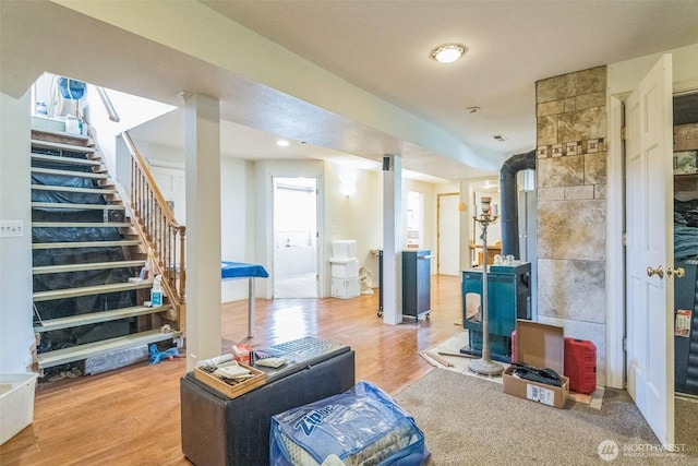 12623 Douglas Rd, Yakima, WA 98908 - living room with wood finished floors and stairway