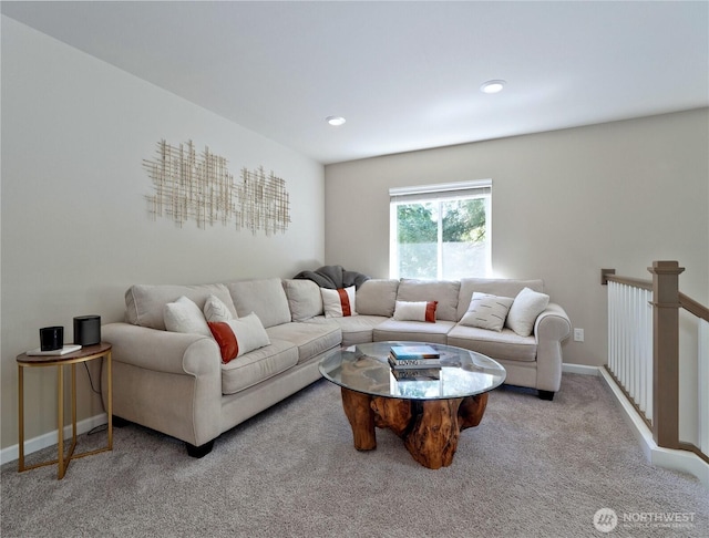 9932 15th Pl SE, Lake Stevens, WA 98258 - living room with carpet, recessed lighting, and baseboards