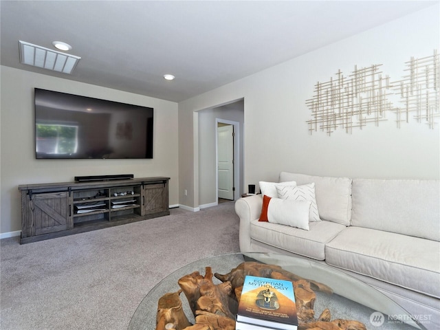 9932 15th Pl SE, Lake Stevens, WA 98258 - living room with baseboards, carpet floors, and recessed lighting