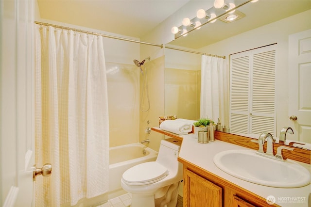 5901 Phinney Ave N Unit 103, Seattle, WA 98103 - full bath with shower / bath combo, vanity, and tile patterned floors
