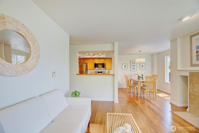 5901 Phinney Ave N Unit 103, Seattle, WA 98103 - living area featuring light wood finished floors and a chandelier