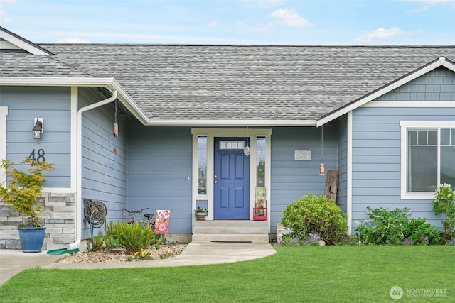 48 Bennett Ln, Oakville, WA 98568 - property entrance featuring a shingled roof and a yard