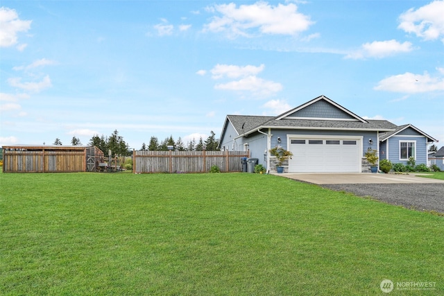 48 Bennett Ln, Oakville, WA 98568 - view of front of home featuring gravel driveway, an attached garage, roof with shingles, and stone siding