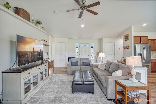 48 Bennett Ln, Oakville, WA 98568 - living room with recessed lighting, a ceiling fan, and light wood-style flooring