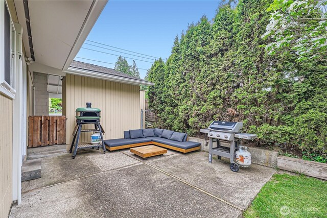 view of patio with area for grilling
