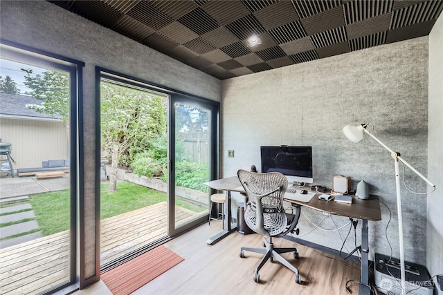 office area featuring wood finished floors