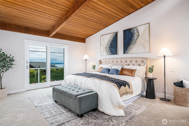 900 Sea Vista Pl, Edmonds, WA 98020 - carpeted bedroom featuring wooden ceiling and baseboards