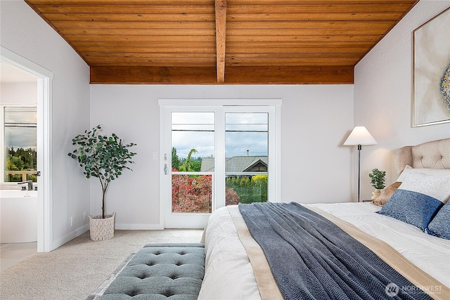 900 Sea Vista Pl, Edmonds, WA 98020 - carpeted bedroom with wooden ceiling, multiple windows, vaulted ceiling, and baseboards
