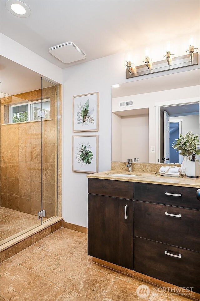 900 Sea Vista Pl, Edmonds, WA 98020 - full bathroom featuring baseboards, a stall shower, and vanity
