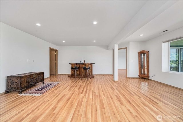 1166 Daniels Ave, Bremerton, WA 98312 - living area with bar, light wood-style flooring, and recessed lighting