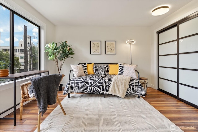 living area with wood finished floors