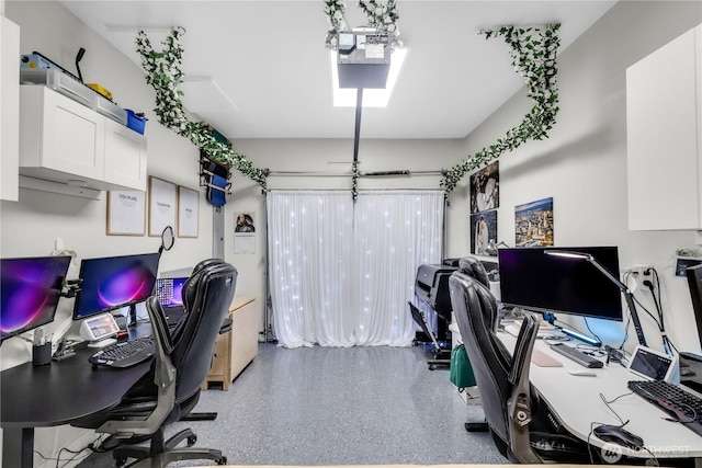 office featuring speckled floor