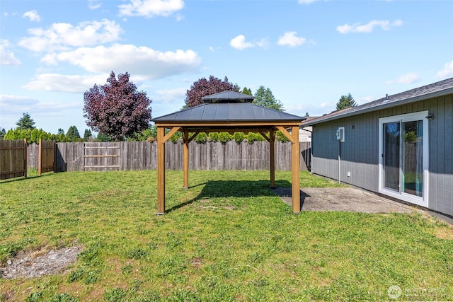 view of yard with a gazebo