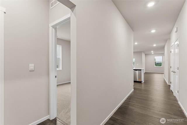 28307 74th Dr NW Unit 90, Stanwood, WA 98292 - hallway with recessed lighting and dark wood finished floors