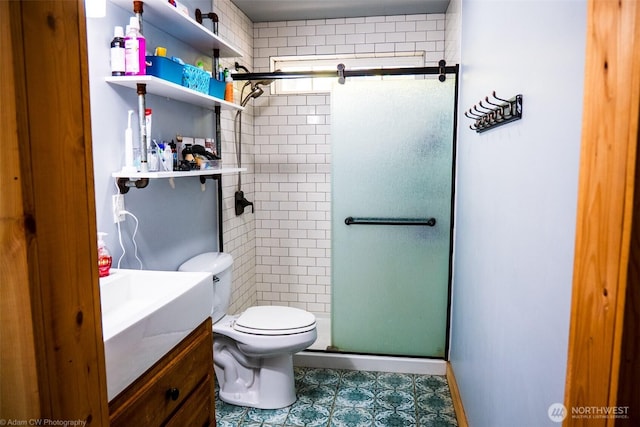 1803 Juniper St, Oroville, WA 98844 - bathroom with a shower stall, toilet, and vanity
