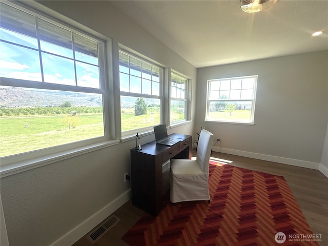 22 Rooster Flats Rd, Oroville, WA 98844 - home office with baseboards and parquet floors