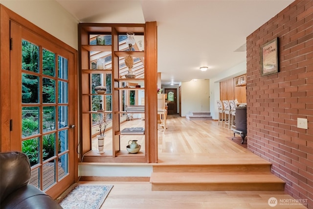 3246 Goshen Rd, Bellingham, WA 98226 - entryway with wood finished floors and brick wall