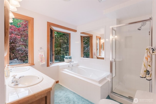 3246 Goshen Rd, Bellingham, WA 98226 - full bathroom with a stall shower, a garden tub, and double vanity