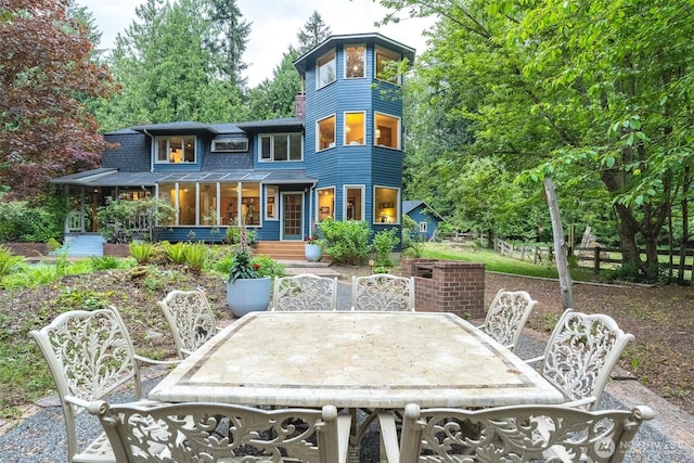 3246 Goshen Rd, Bellingham, WA 98226 - back of house featuring outdoor dining area and roof with shingles