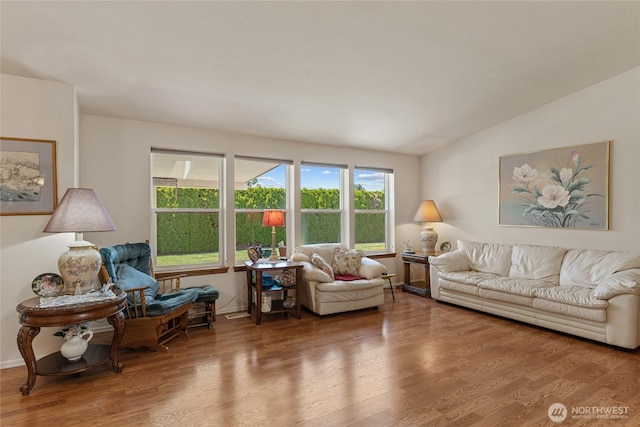 695 S Lyle Ave, East Wenatchee, WA 98802 - living room featuring wood finished floors and vaulted ceiling