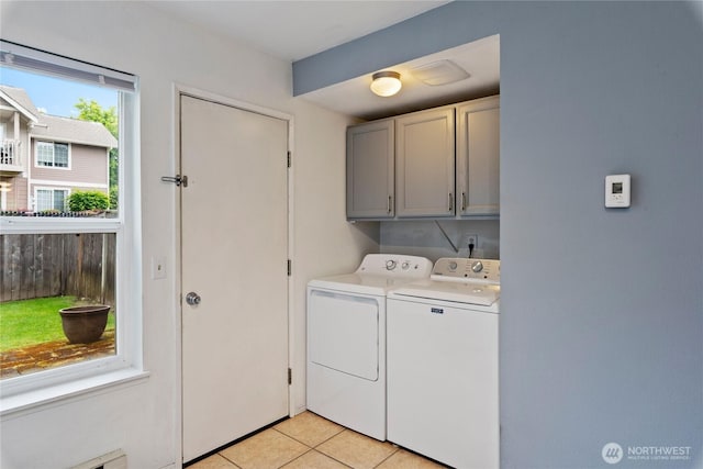 9817 132nd Street Ct E Unit B, Puyallup, WA 98373 - washroom featuring cabinet space, washer and clothes dryer, and light tile patterned floors