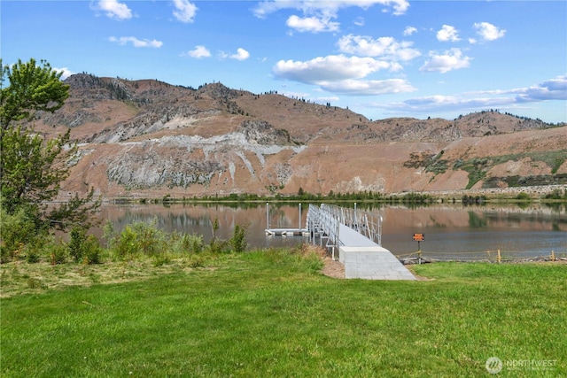 179 N Shore Dr, Orondo, WA 98843 - dock featuring a water and mountain view and a lawn