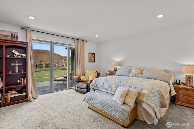 179 N Shore Dr, Orondo, WA 98843 - carpeted bedroom featuring access to exterior and recessed lighting