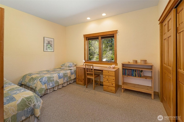 591 Wold Rd, Friday Harbor, WA 98250 - bedroom with light colored carpet and recessed lighting