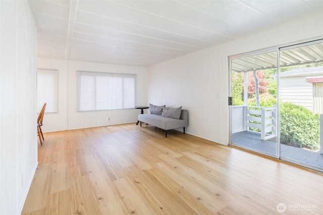 living area with light wood-type flooring