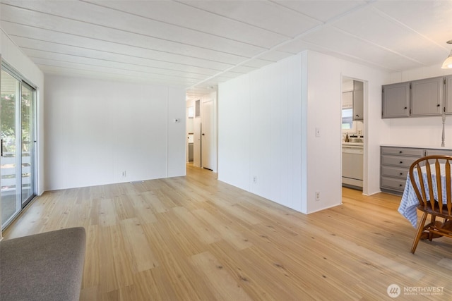 unfurnished living room with light wood-style floors