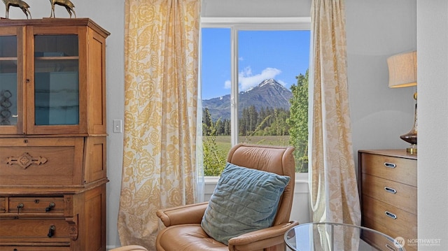 sitting room with a mountain view