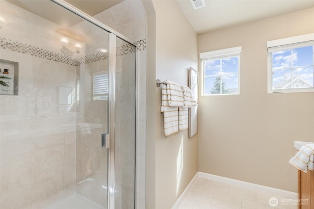 3723 218th Pl SE, Bothell, WA 98021 - full bathroom with a shower stall, baseboards, and tile patterned flooring