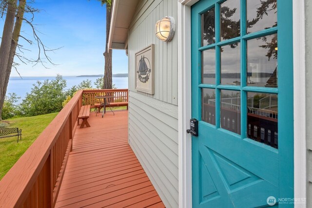 2967 Saratoga Rd, Langley, WA 98260 - view of exterior entry featuring a water view and a yard