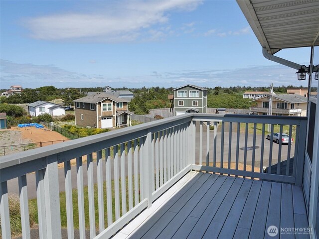 deck with a residential view