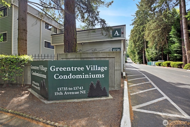 view of community sign