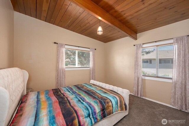 2008 S Belair Dr, Moses Lake, WA 98837 - bedroom featuring carpet flooring, wooden ceiling, and baseboards