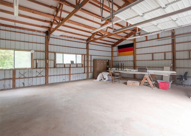 garage featuring metal wall