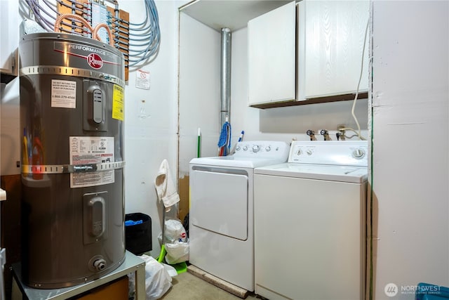 15930 NE 15th St, Bellevue, WA 98008 - washroom featuring cabinet space, secured water heater, and washing machine and dryer