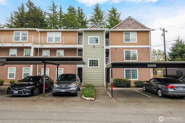 view of property with covered parking