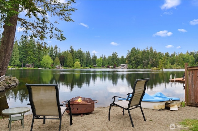 35449 34th Ave S, Auburn, WA 98001 - dock area with a water view, a fire pit, and a forest view