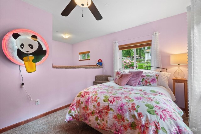 35449 34th Ave S, Auburn, WA 98001 - bedroom featuring carpet flooring, baseboards, and a ceiling fan