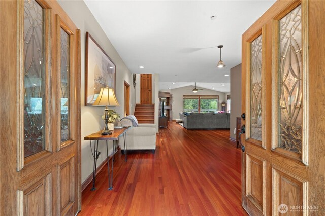 35449 34th Ave S, Auburn, WA 98001 - foyer with wood finished floors, lofted ceiling, baseboards, and stairs